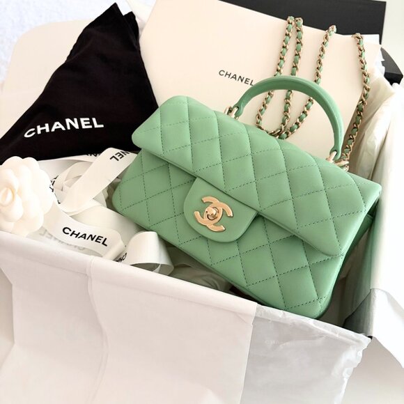 NEW Chanel top handle mini rectangular flap - 23P - Picture 9 of 10